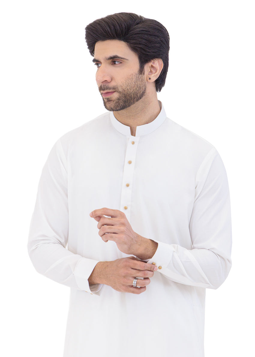 White-Blended-Shalwar Suit - (MP2PBBW25ADN15)