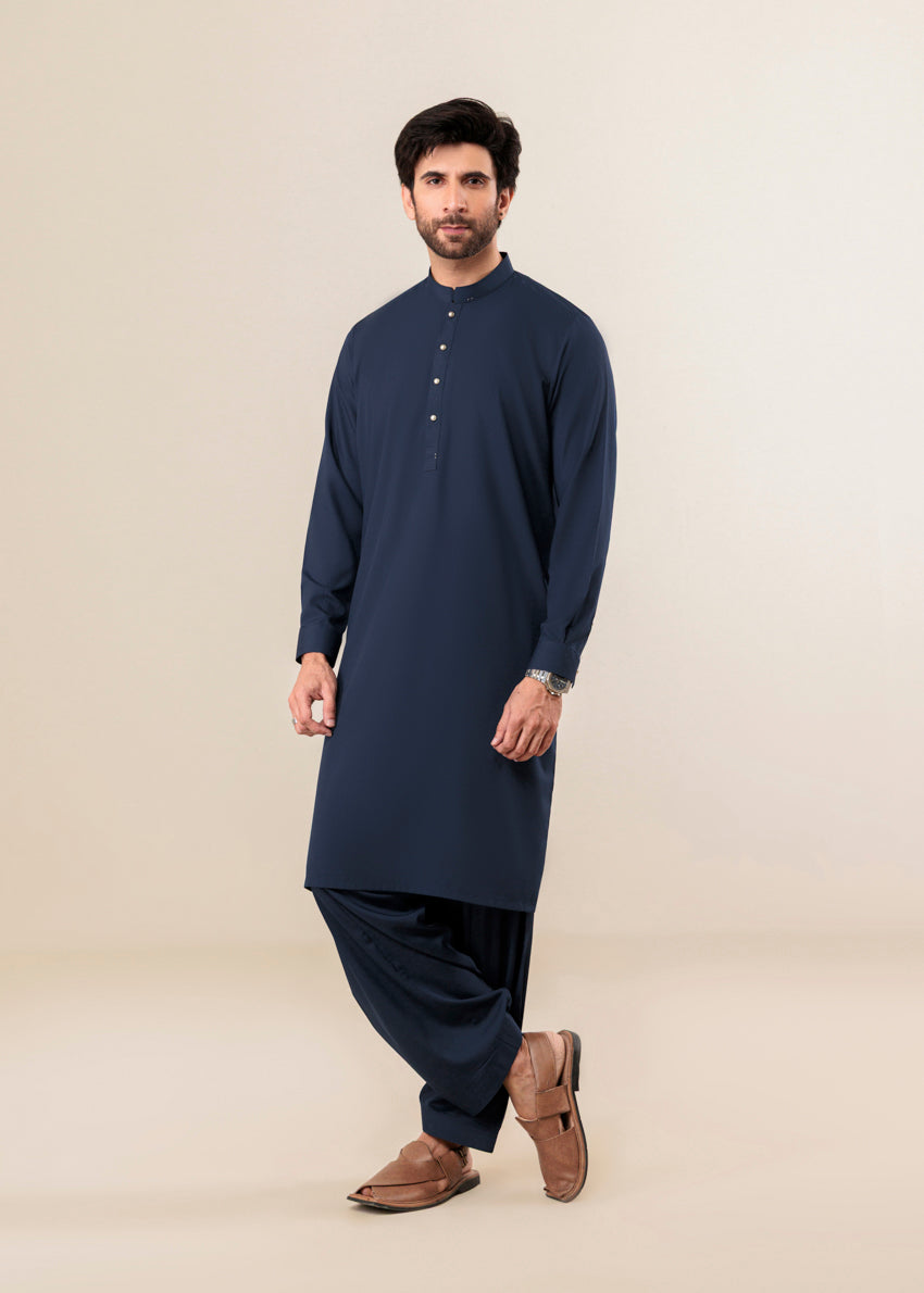 Navy-Blended-Shalwar Suit - (MP2PSBS26BM5J4)