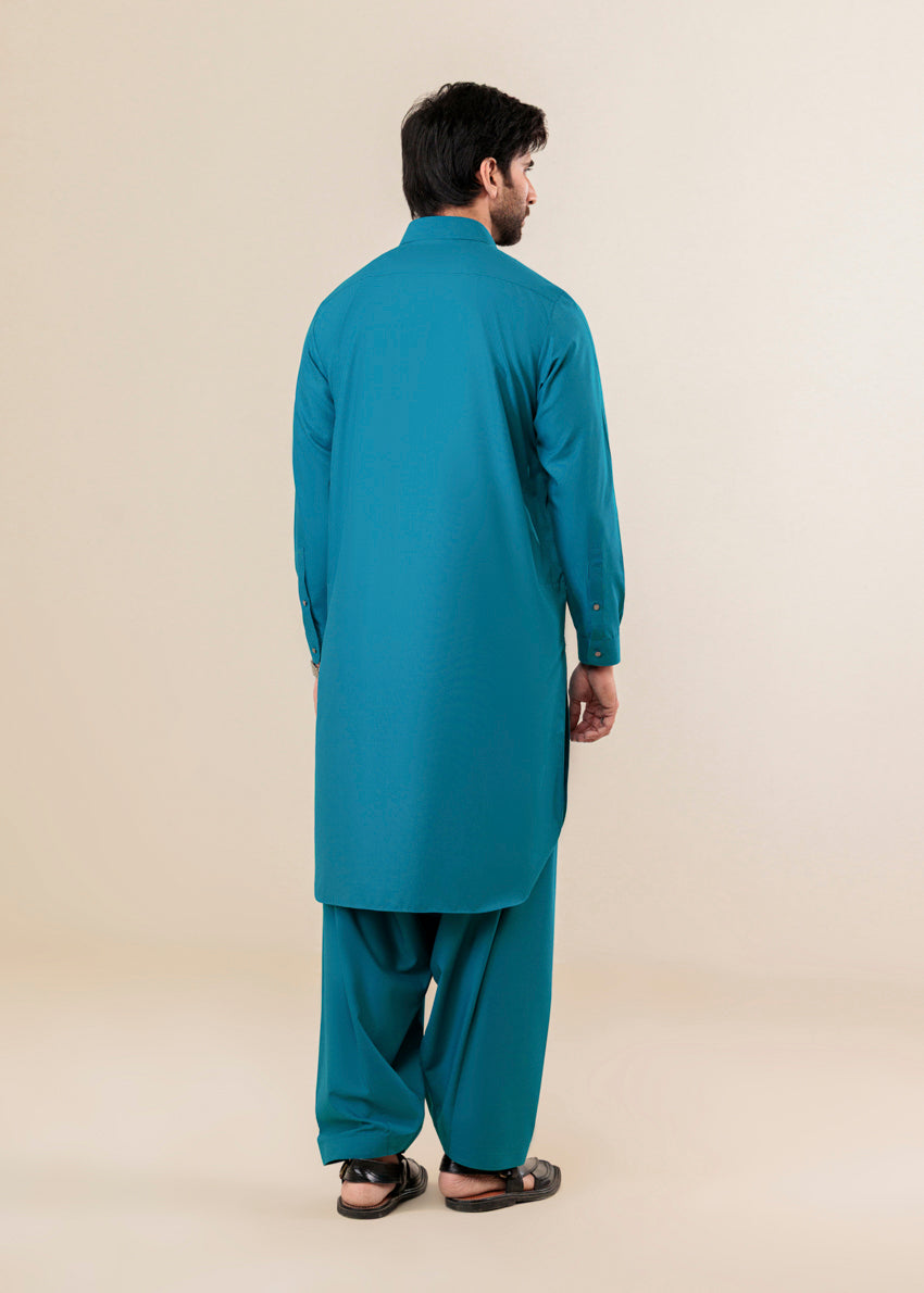 Teal-Blended-Shalwar Suit - (MP2PSBW25ADJ3)