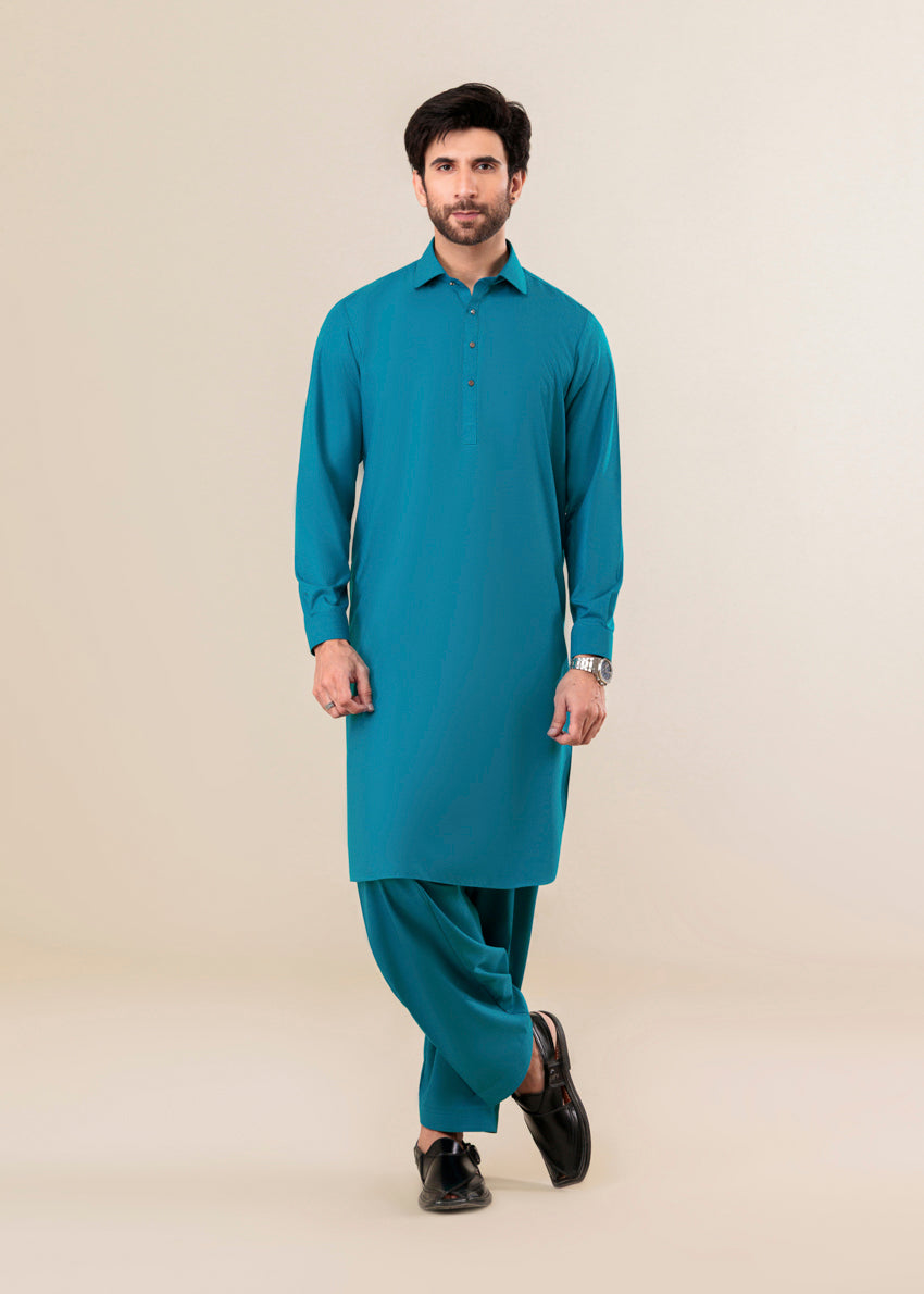 Teal-Blended-Shalwar Suit - (MP2PSBW25ADJ3)
