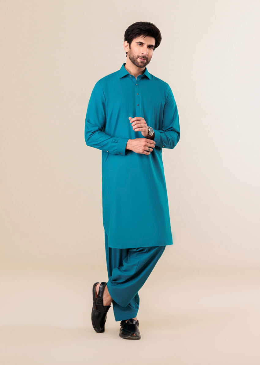 Teal-Blended-Shalwar Suit - (MP2PSBW25ADJ3)
