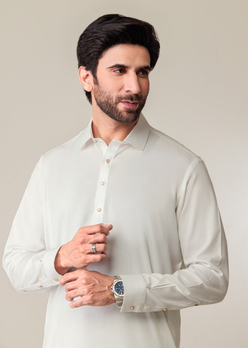 O-White-Cotton-Shalwar Suit - (MP2PSBW25ADN11)