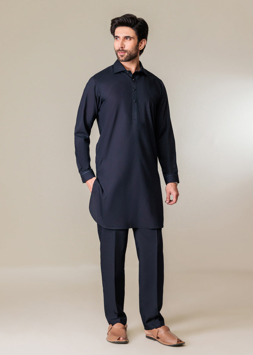 Navy-Blended-Kurta Trouser - (MP2PSBW25BM1J11)