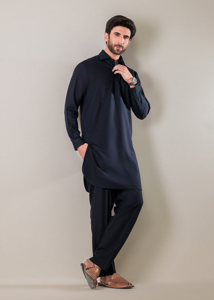 Navy-Blended-Kurta Trouser - (MP2PSBW25BM1J11)