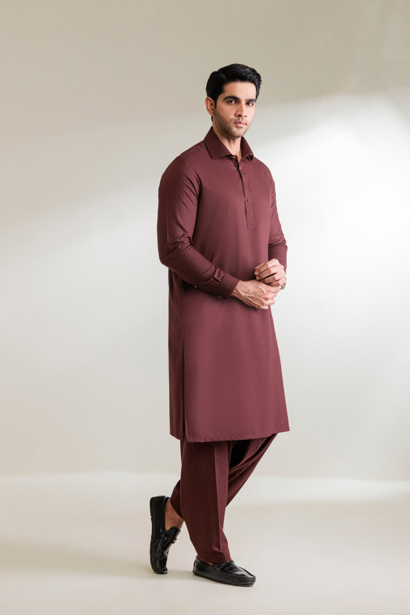 Maroon-Blended-Shalwar Suit - (MP2PSBW25BM1J5)