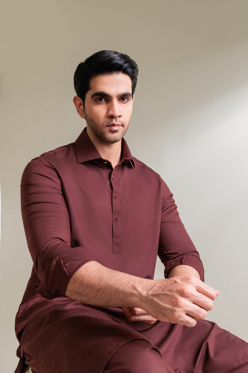 Maroon-Blended-Shalwar Suit - (MP2PSBW25BM1J5)