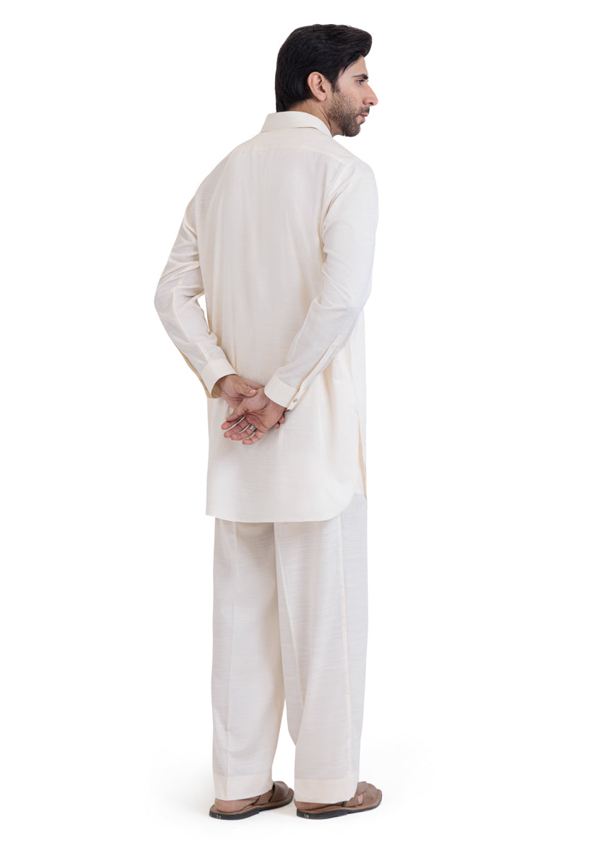 Cream-Blended-Kurta Trouser - (MP2PSBW25BM1J9)
