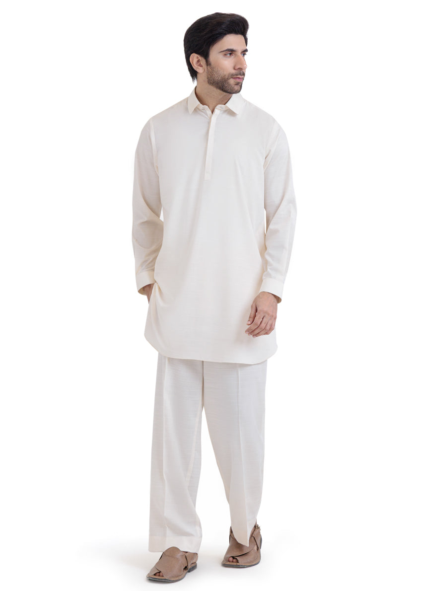 Cream-Blended-Kurta Trouser - (MP2PSBW25BM1J9)
