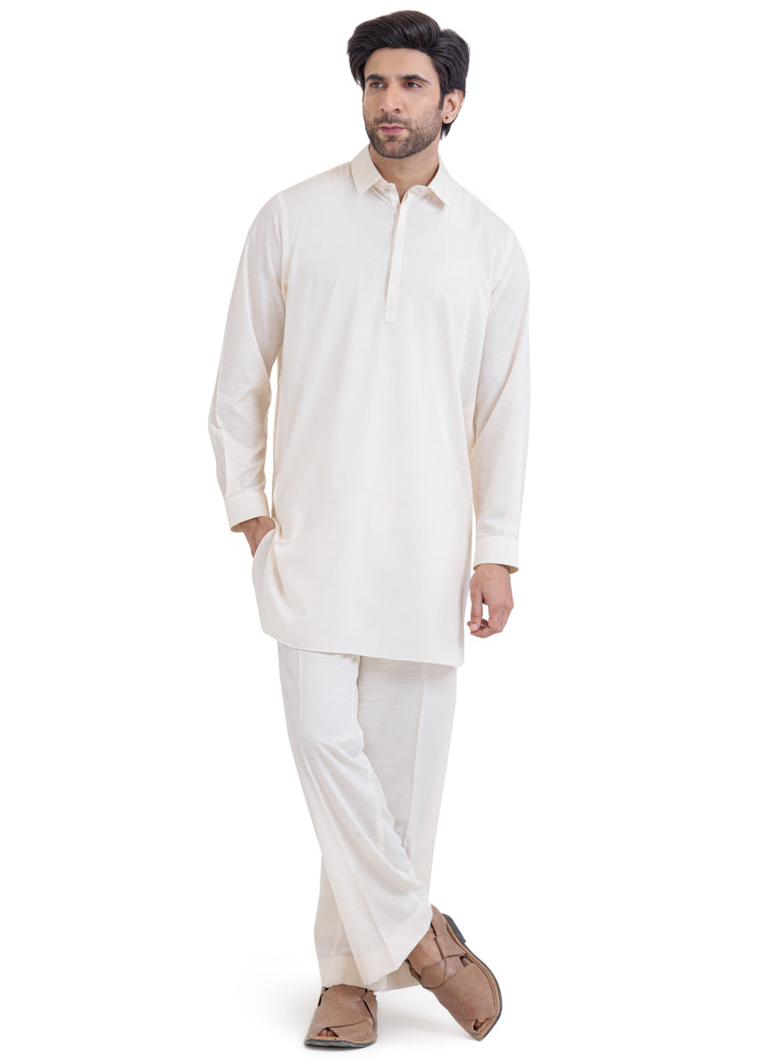Cream-Blended-Kurta Trouser - (MP2PSBW25BM1J9)