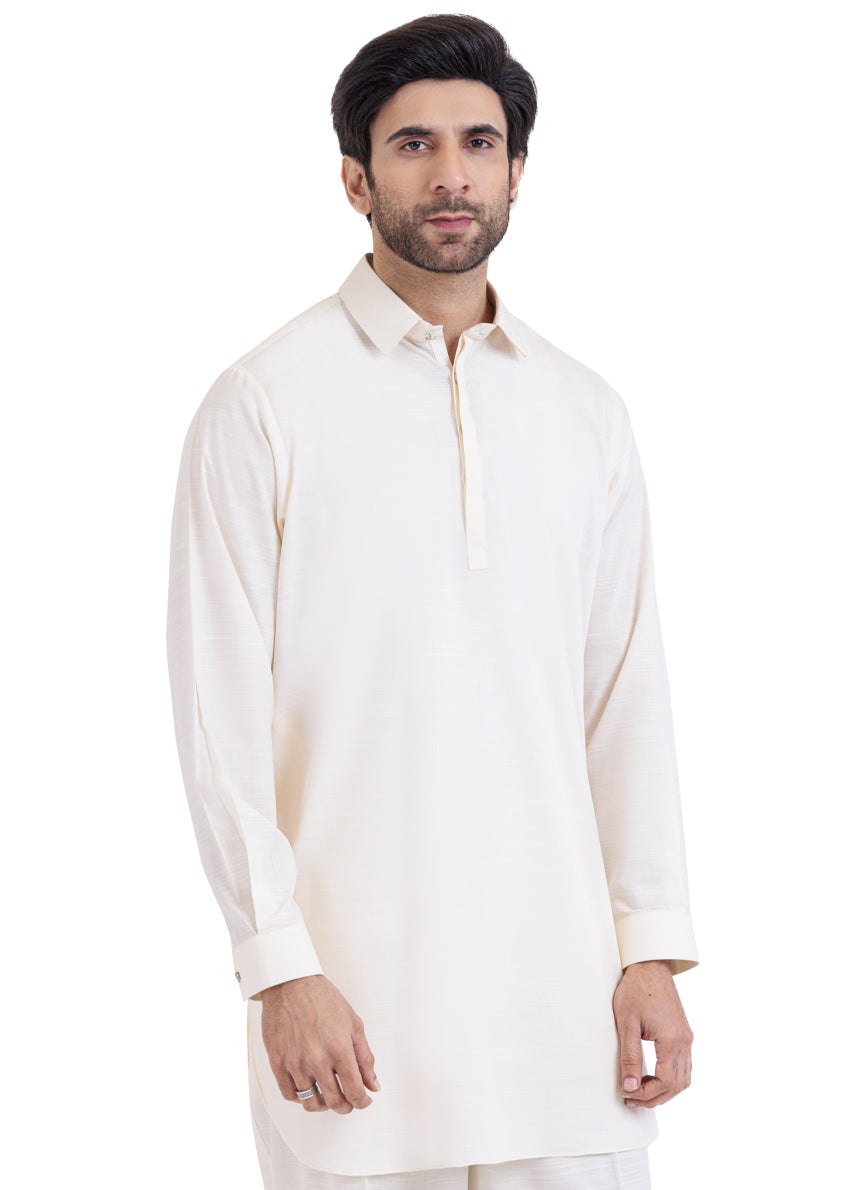 Cream-Blended-Kurta Trouser - (MP2PSBW25BM1J9)