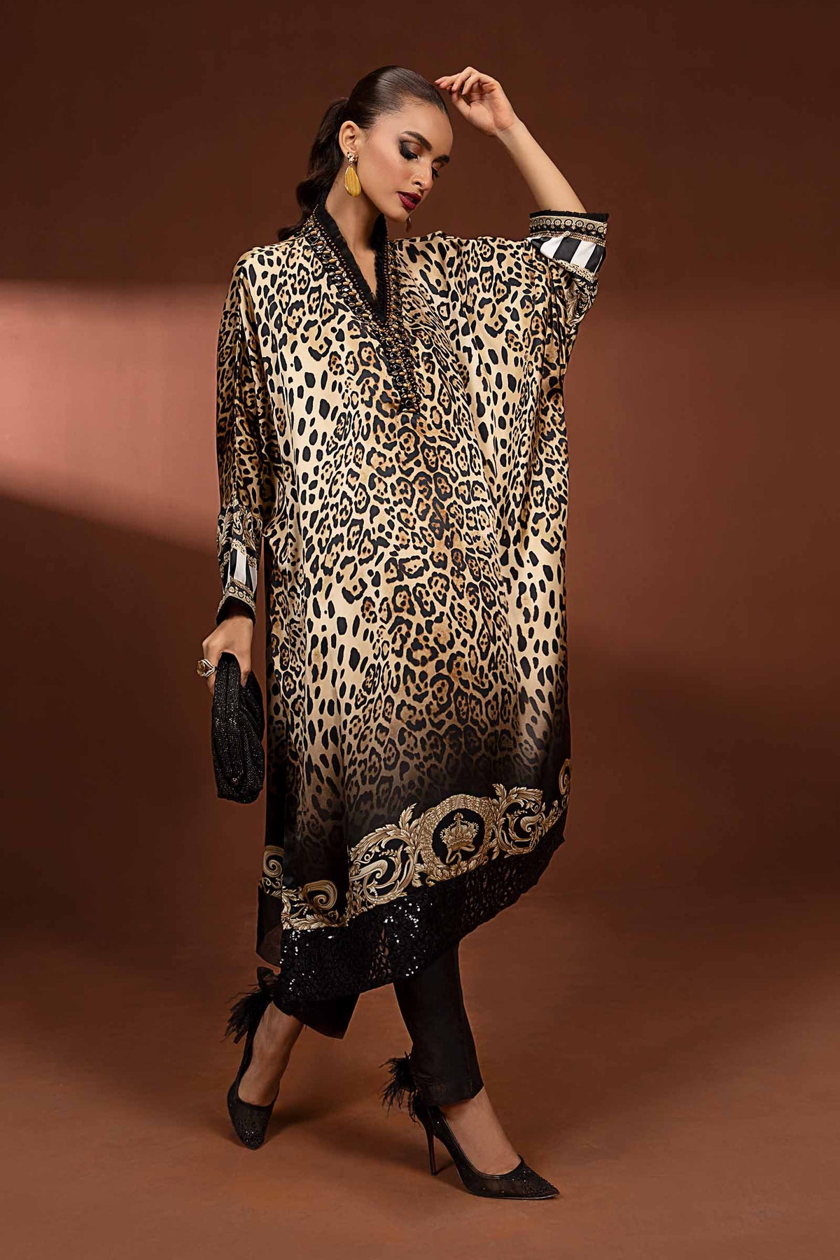 2 Piece Printed Pure Charmeuse Silk Suit