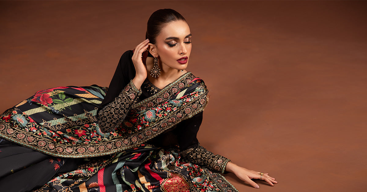 Embroidered Pure Charmeuse Silk Saree