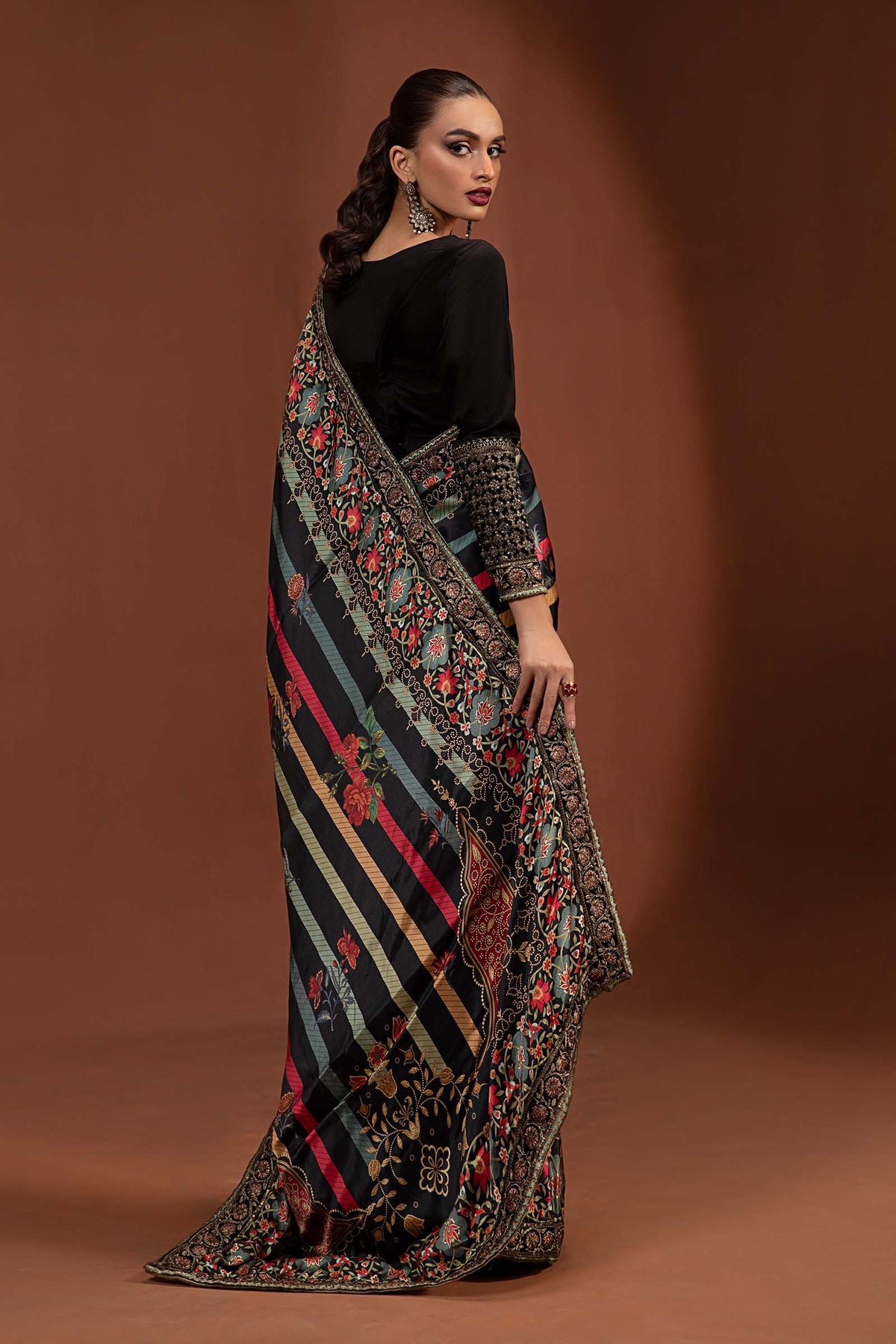 Embroidered Pure Charmeuse Silk Saree