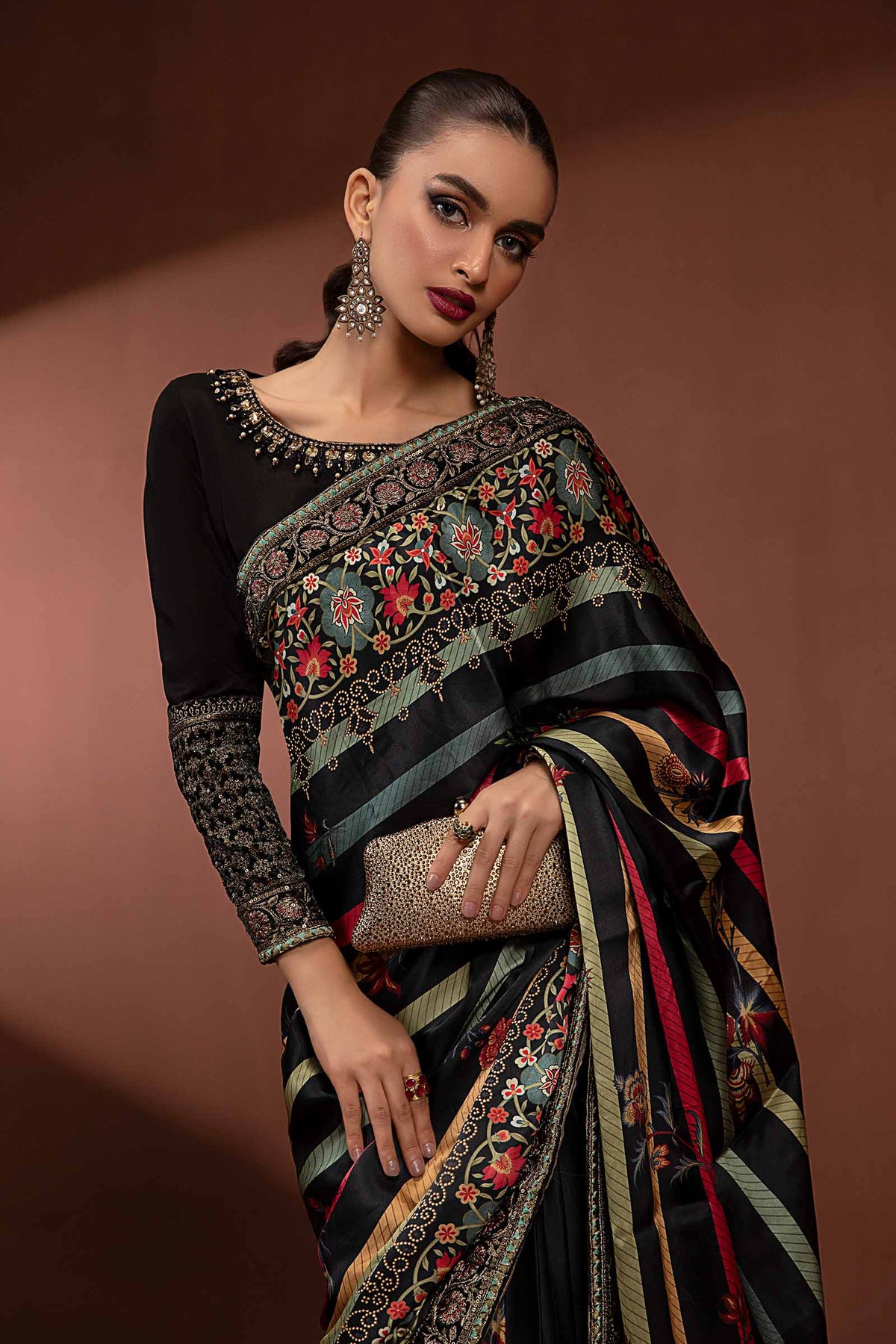 Embroidered Pure Charmeuse Silk Saree