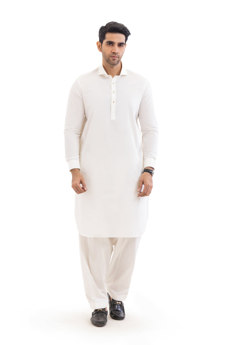 O-White-Cotton-Shalwar Suit - (MPS25SSS2063)