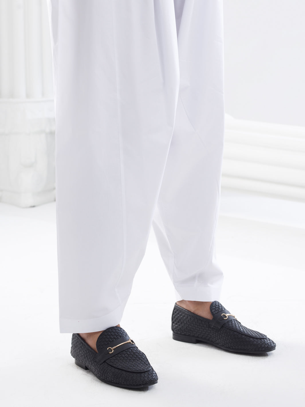 White Cotton Silk Shalwar - AL-MS-CS-1001-R1