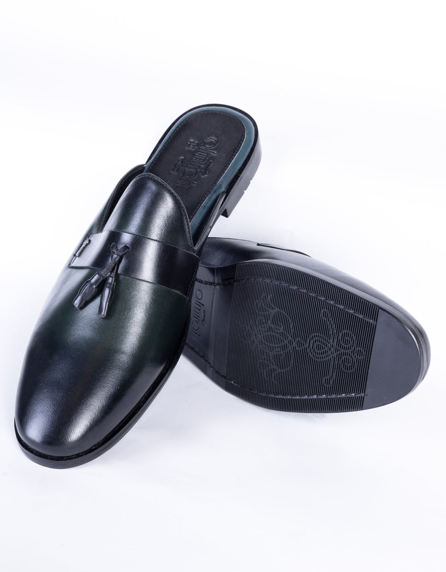 Dark Green Leather Slip-On - AL-MSHO-039