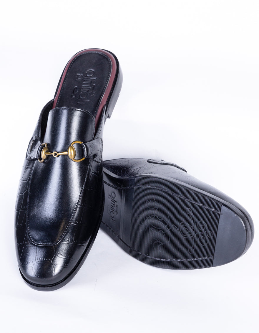 Black Leather Slip-On - AL-MSHO-040