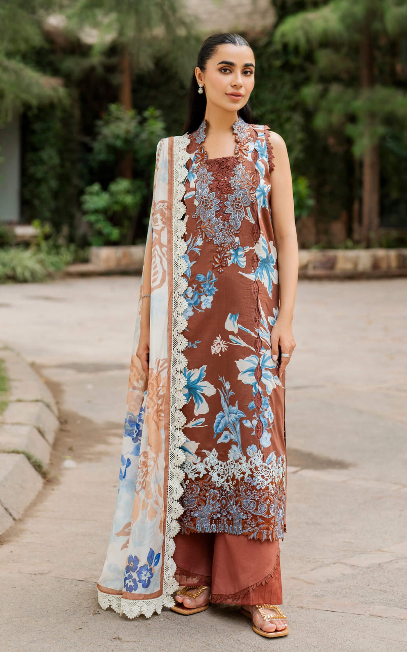 Sun-Kissed Sand MSSL-08 | 3pcs Embroidered Stitched Summer