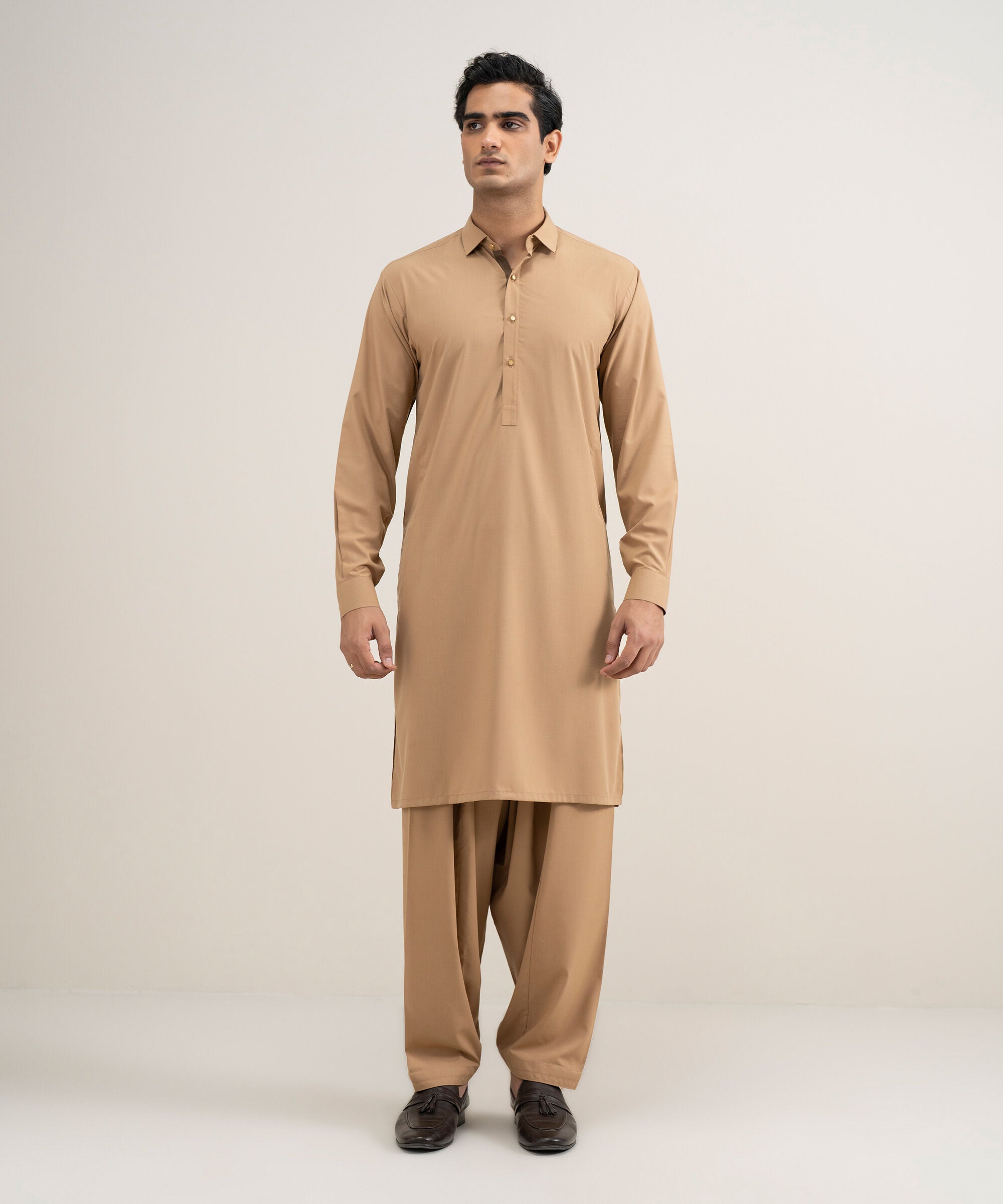 Men's Stitched Premium Wash & Wear Brown Suit