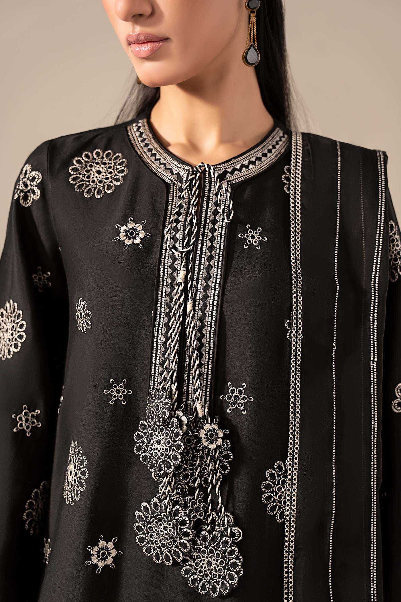 3 Piece Embroidered Tissue Staple Suit