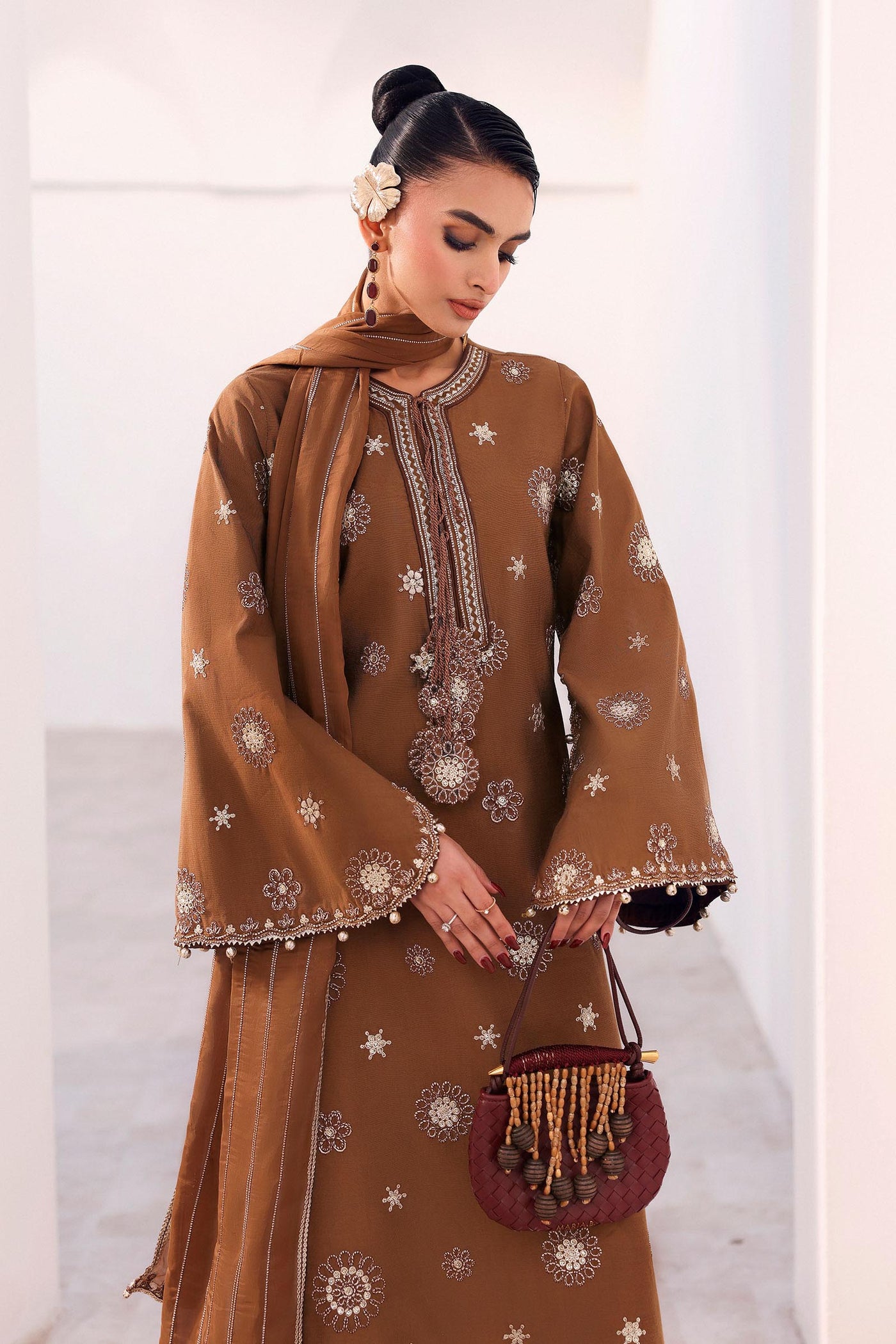 3 Piece Embroidered Tissue Staple Suit