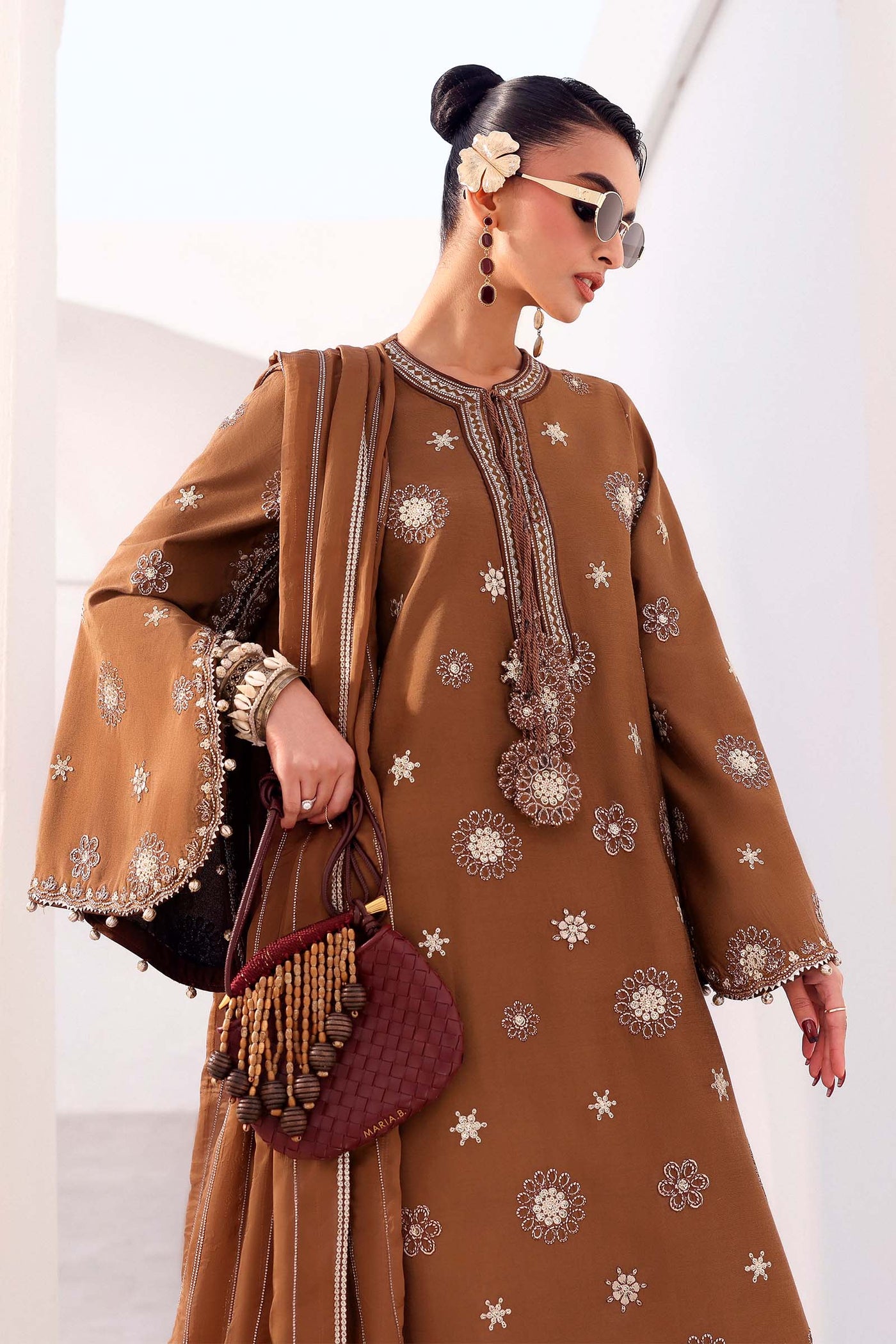 3 Piece Embroidered Tissue Staple Suit