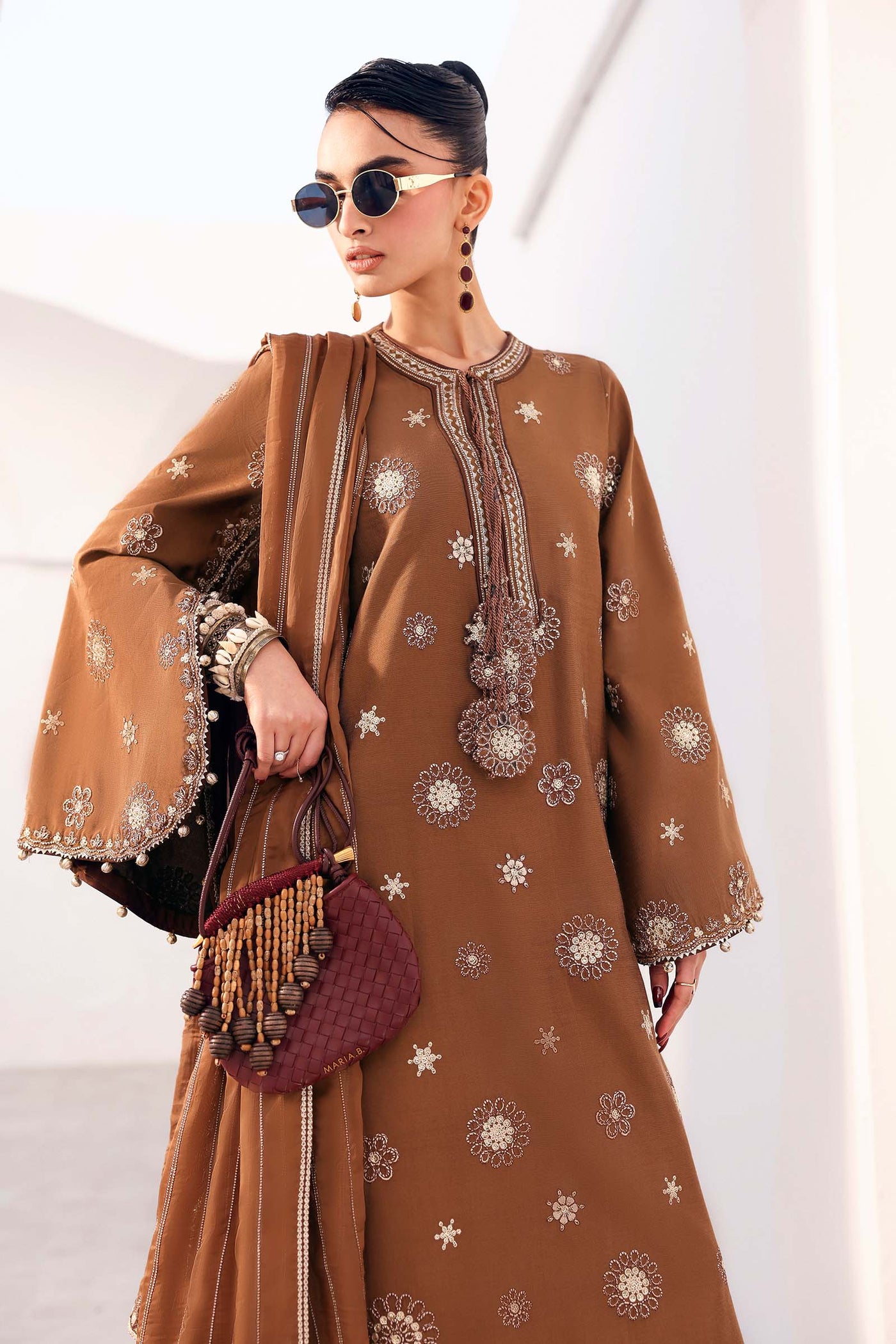 3 Piece Embroidered Tissue Staple Suit