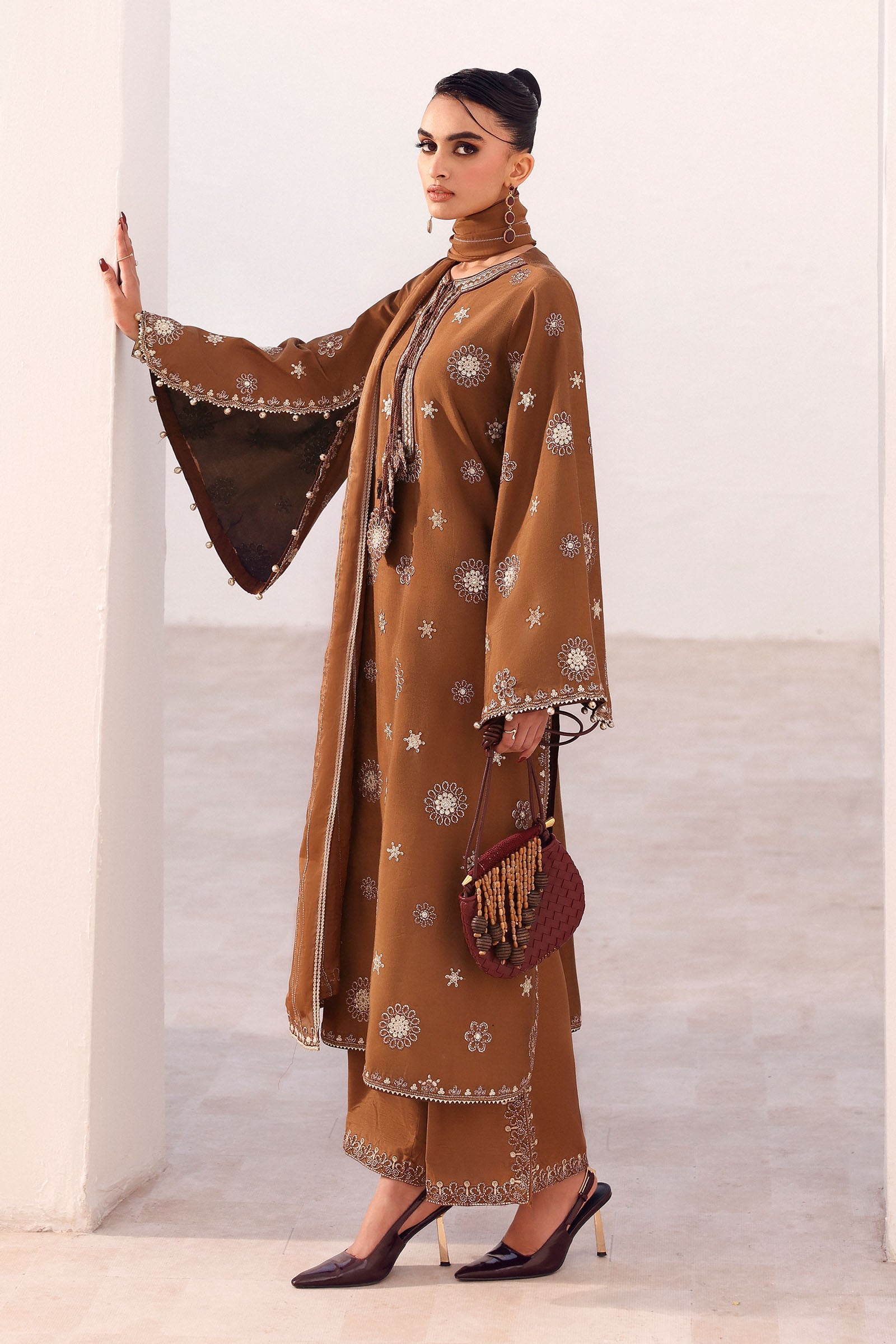 3 Piece Embroidered Tissue Staple Suit