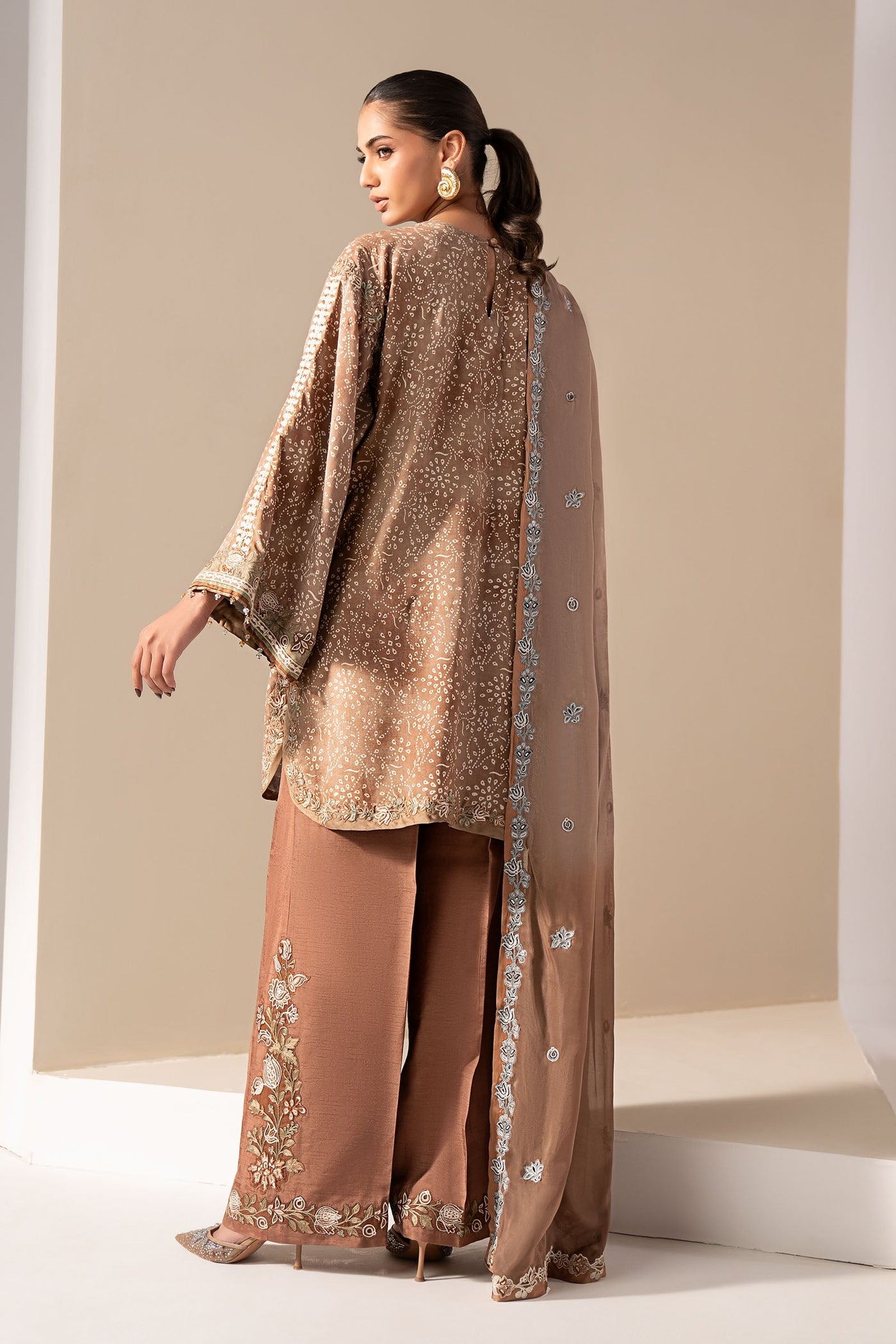 3 Piece Embroidered Silk Suit