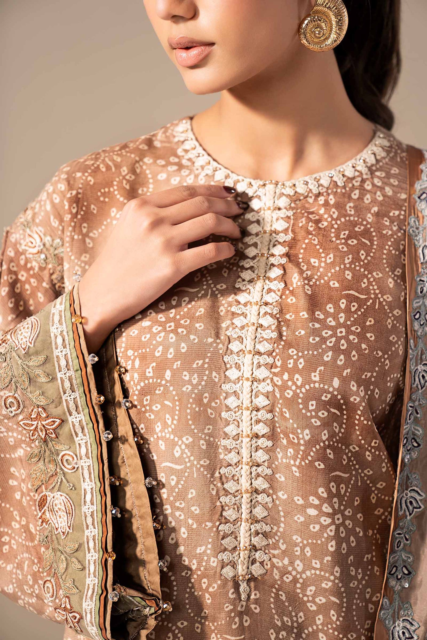 3 Piece Embroidered Silk Suit