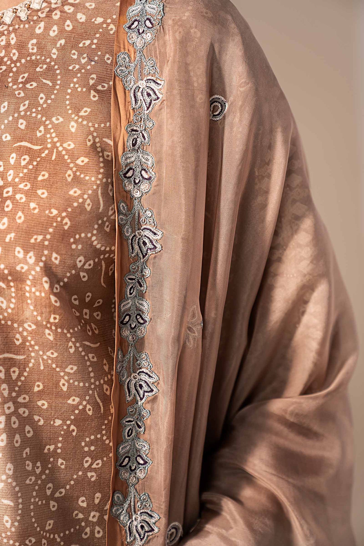 3 Piece Embroidered Silk Suit