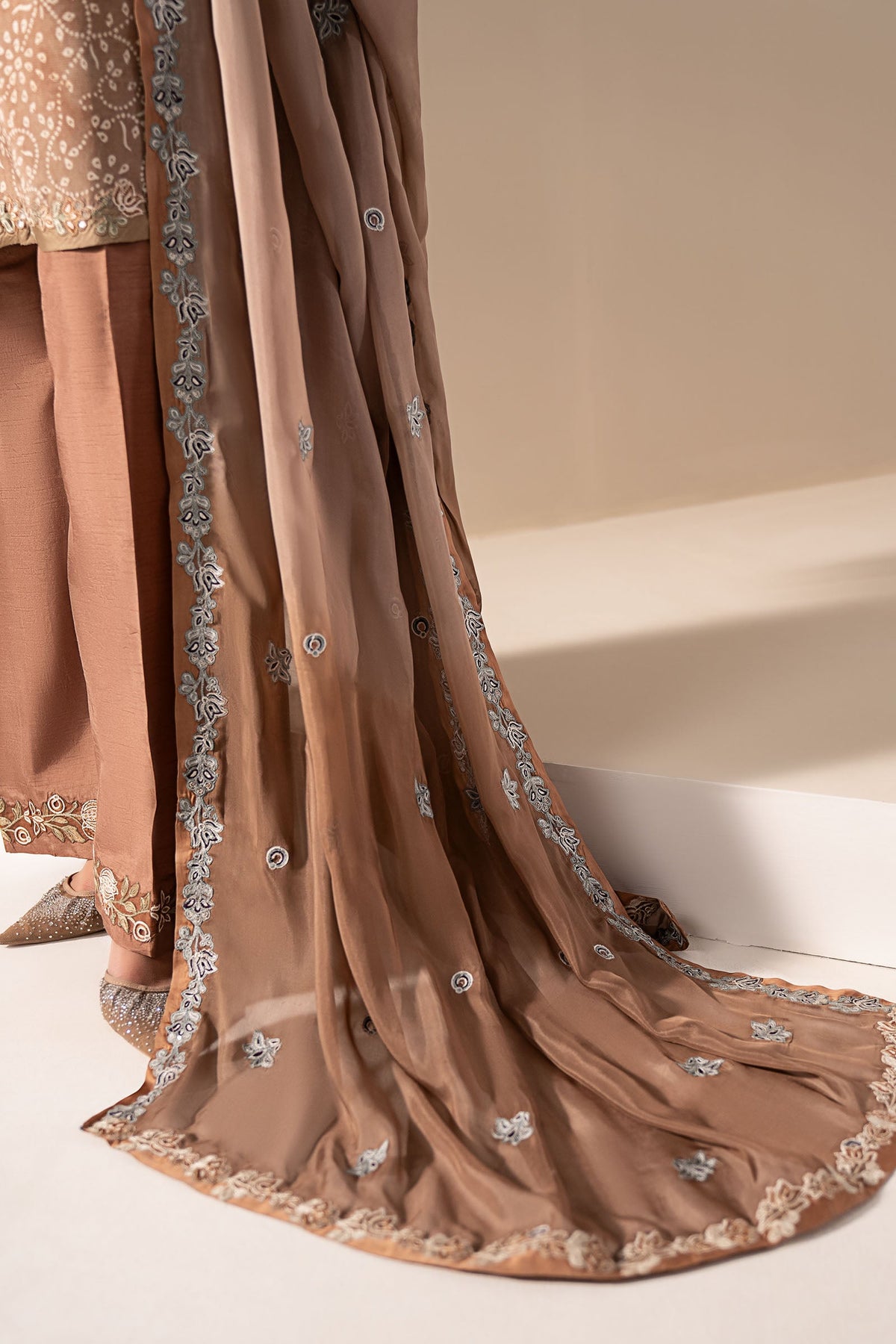 3 Piece Embroidered Silk Suit