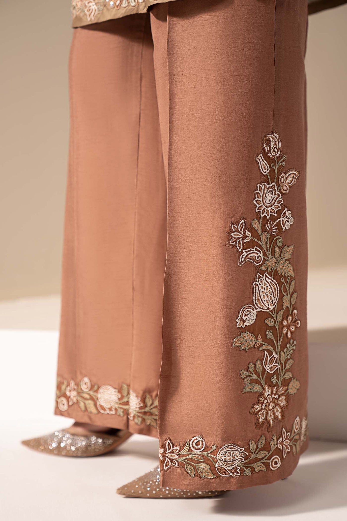 3 Piece Embroidered Silk Suit