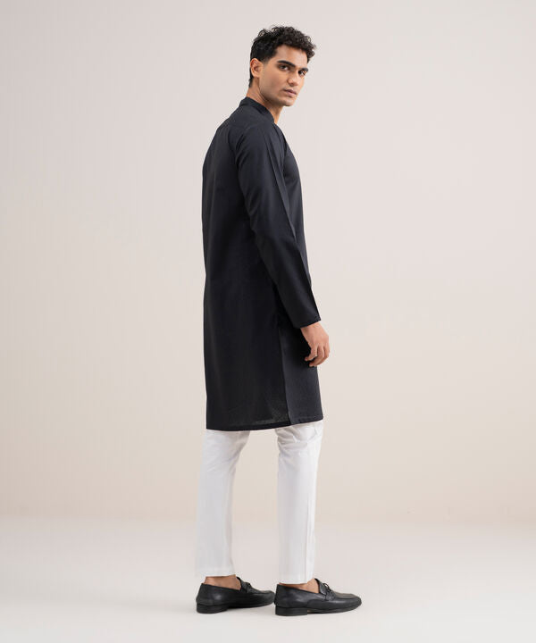 Embroidered Cotton Jacquard Kurta