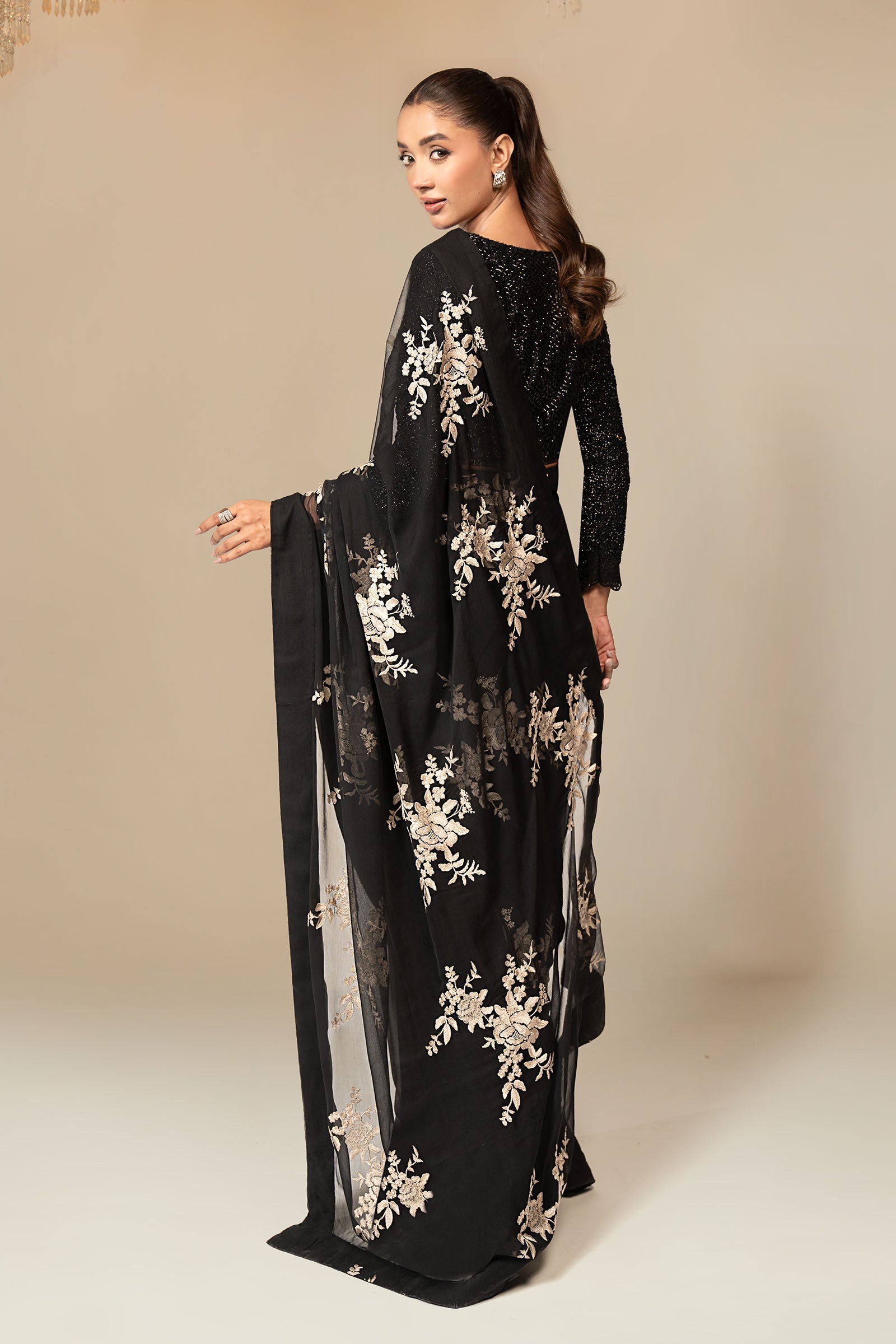 Embroidered Chiffon Saree