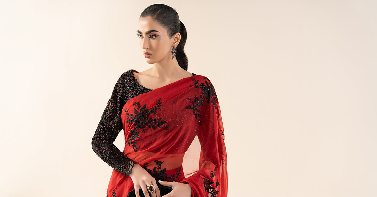 Embroidered Chiffon Saree