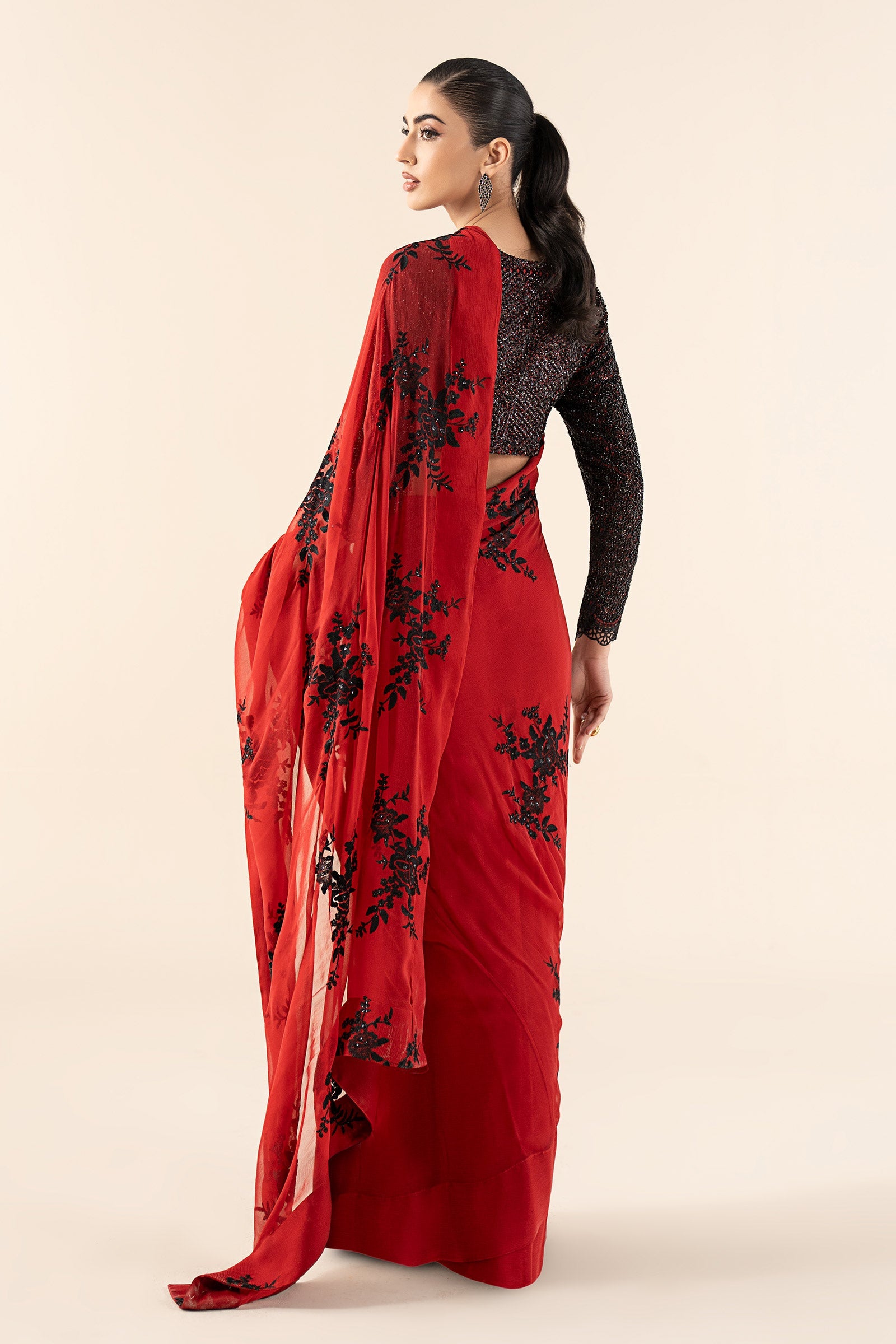 Embroidered Chiffon Saree