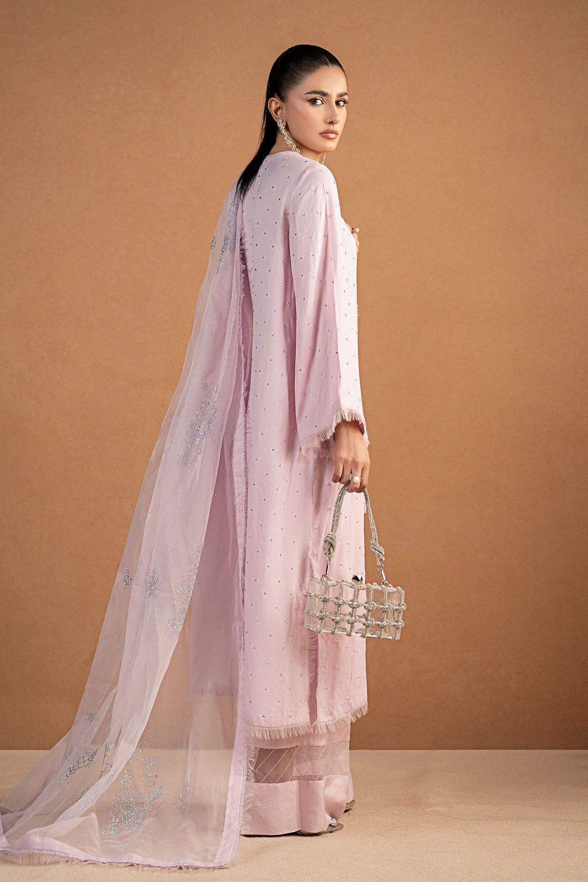 3 Piece Embellished Crepe Suit