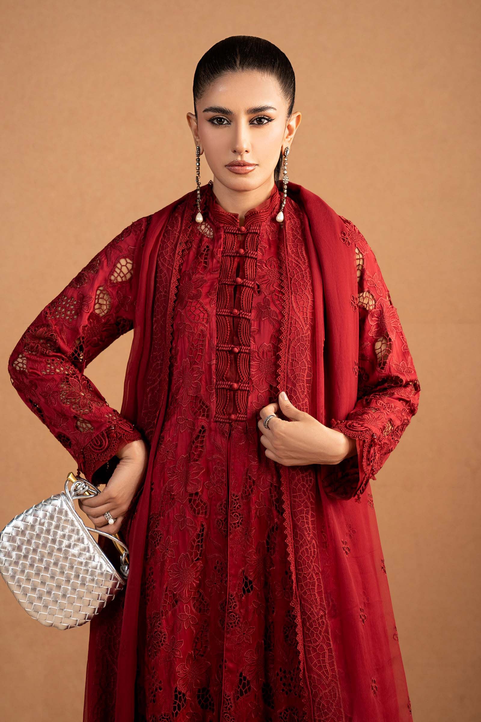 3 Piece Embroidered Shamoze Silk Suit
