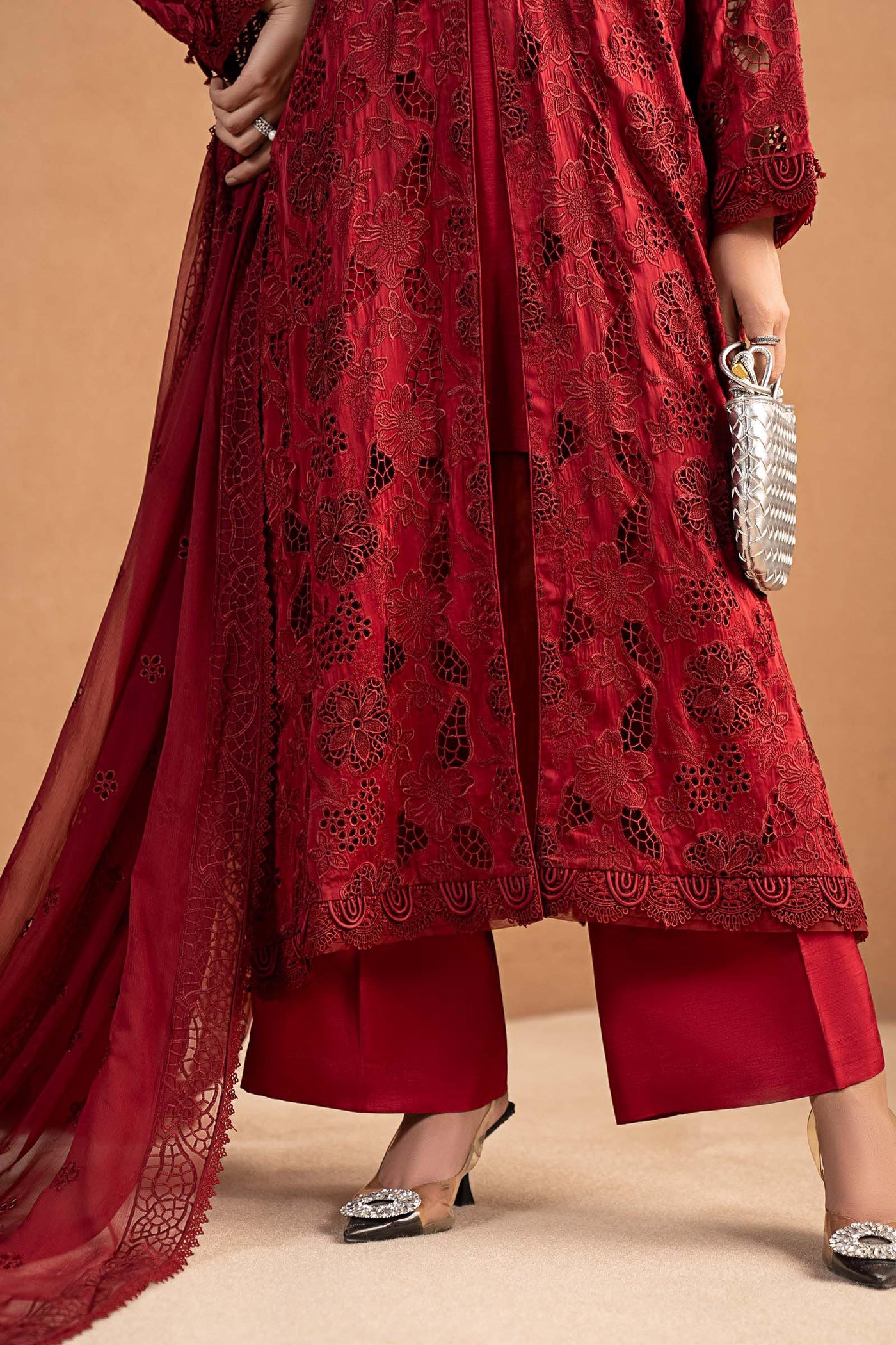 3 Piece Embroidered Shamoze Silk Suit