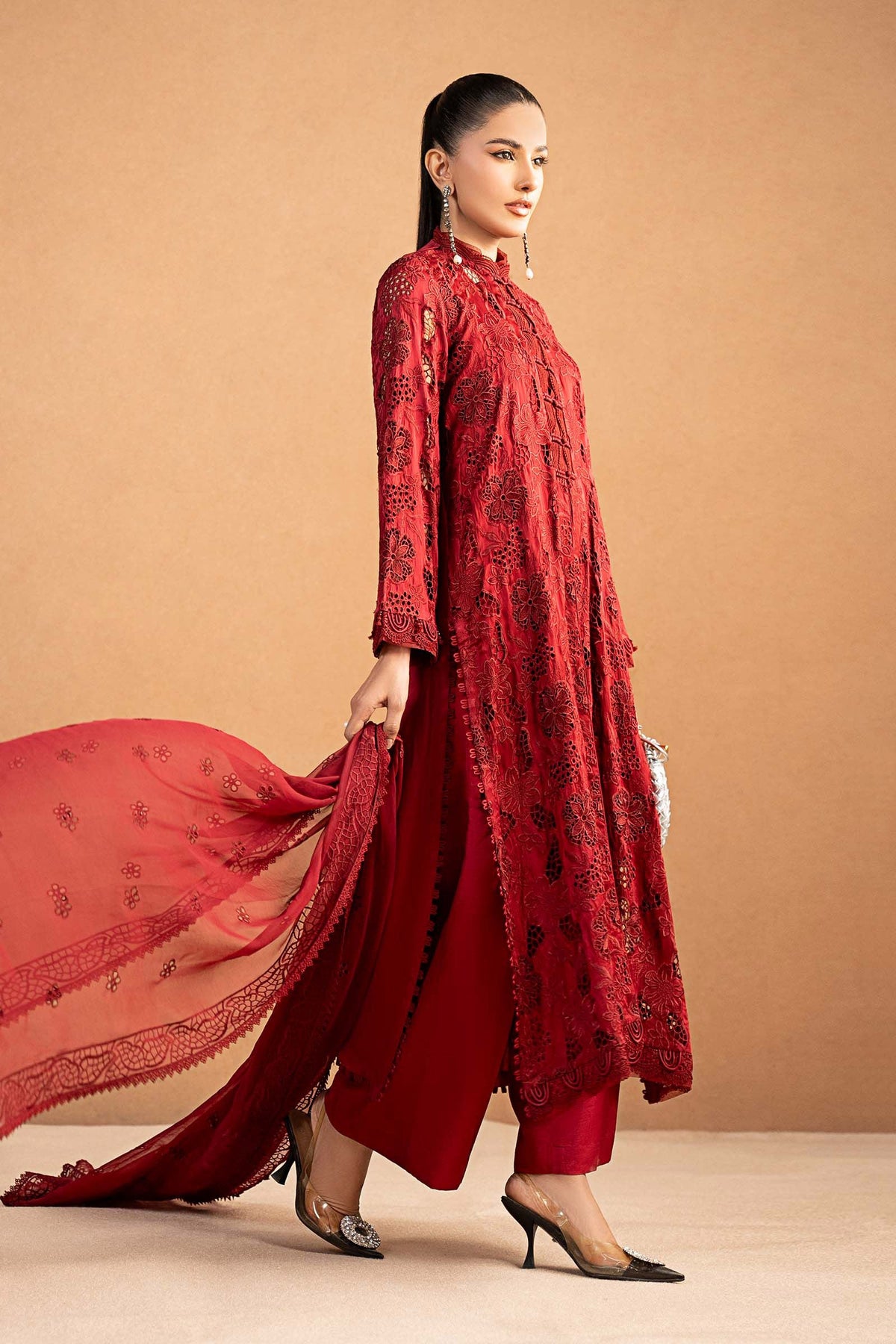 3 Piece Embroidered Shamoze Silk Suit