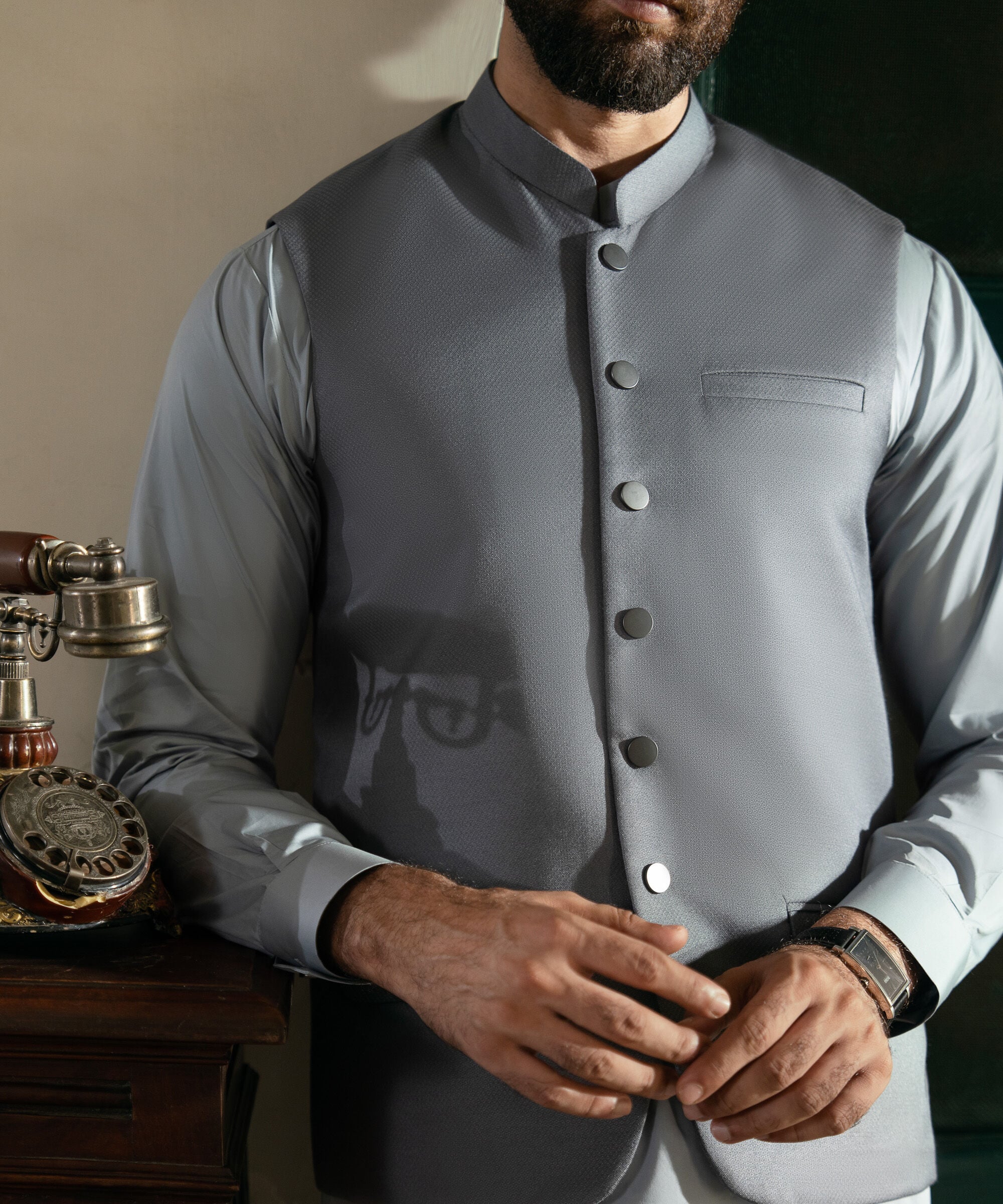 Textured Dobby Waistcoat