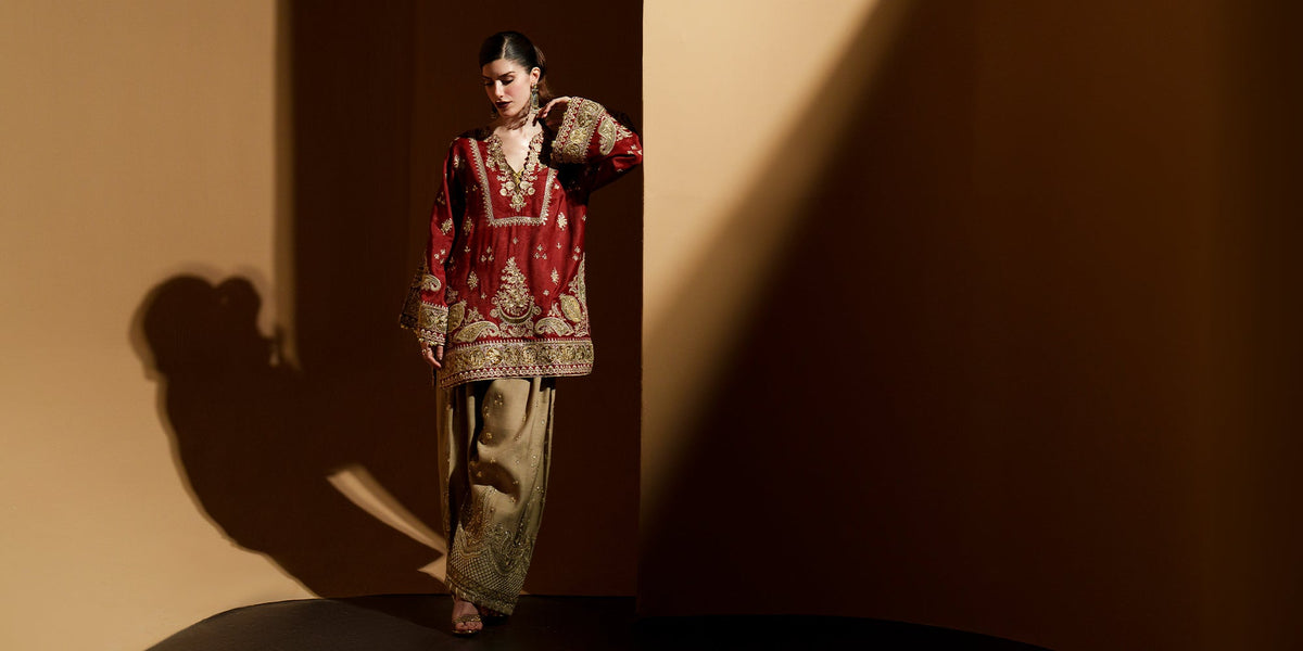 Ethnc – Grape Wine Embroidered Suit Style