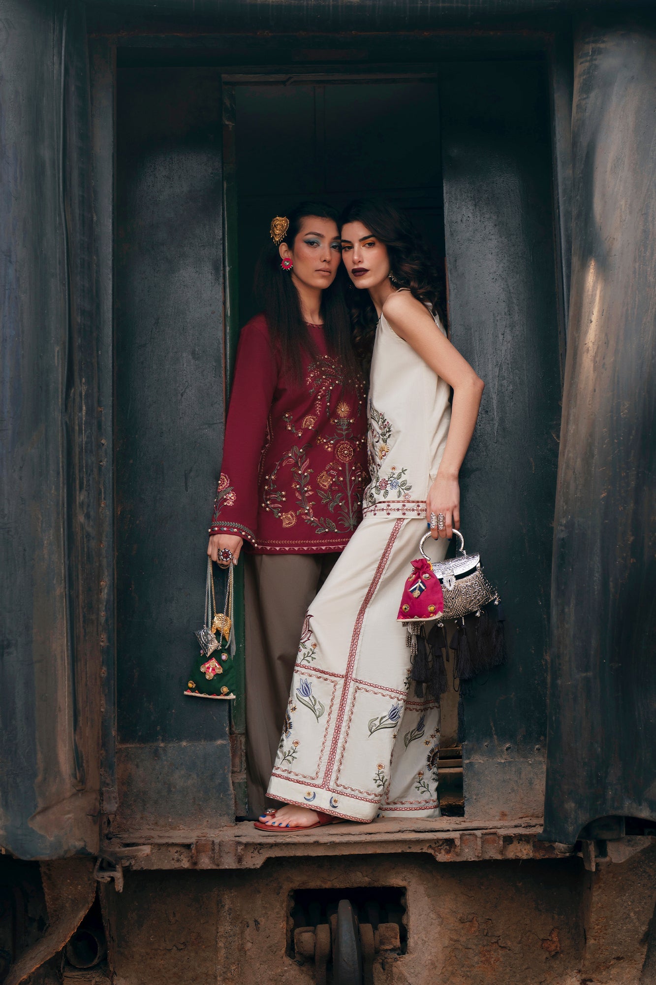 3 Piece Embroidered Organza Suit