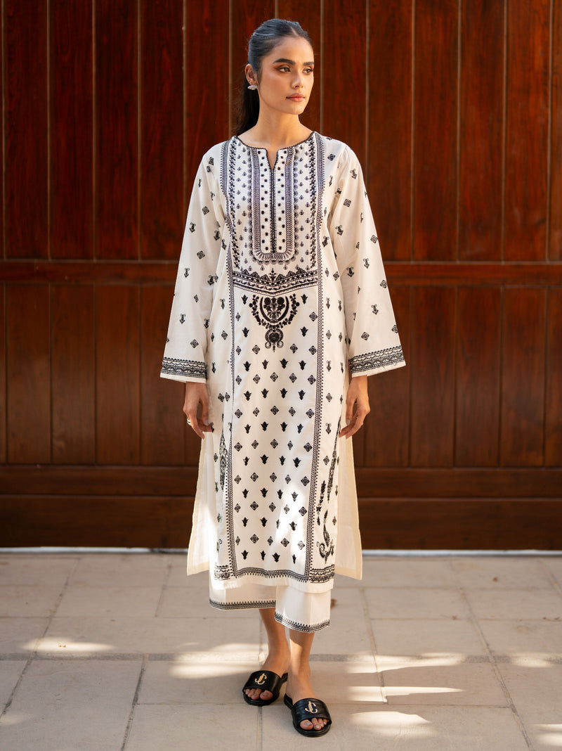 Off White Embroidered Kurta