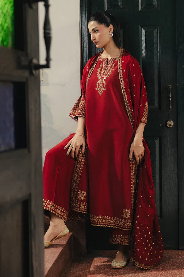 Mahroon Mehar Maroon 3 Piece Lawn Suit | MAHARANI Official