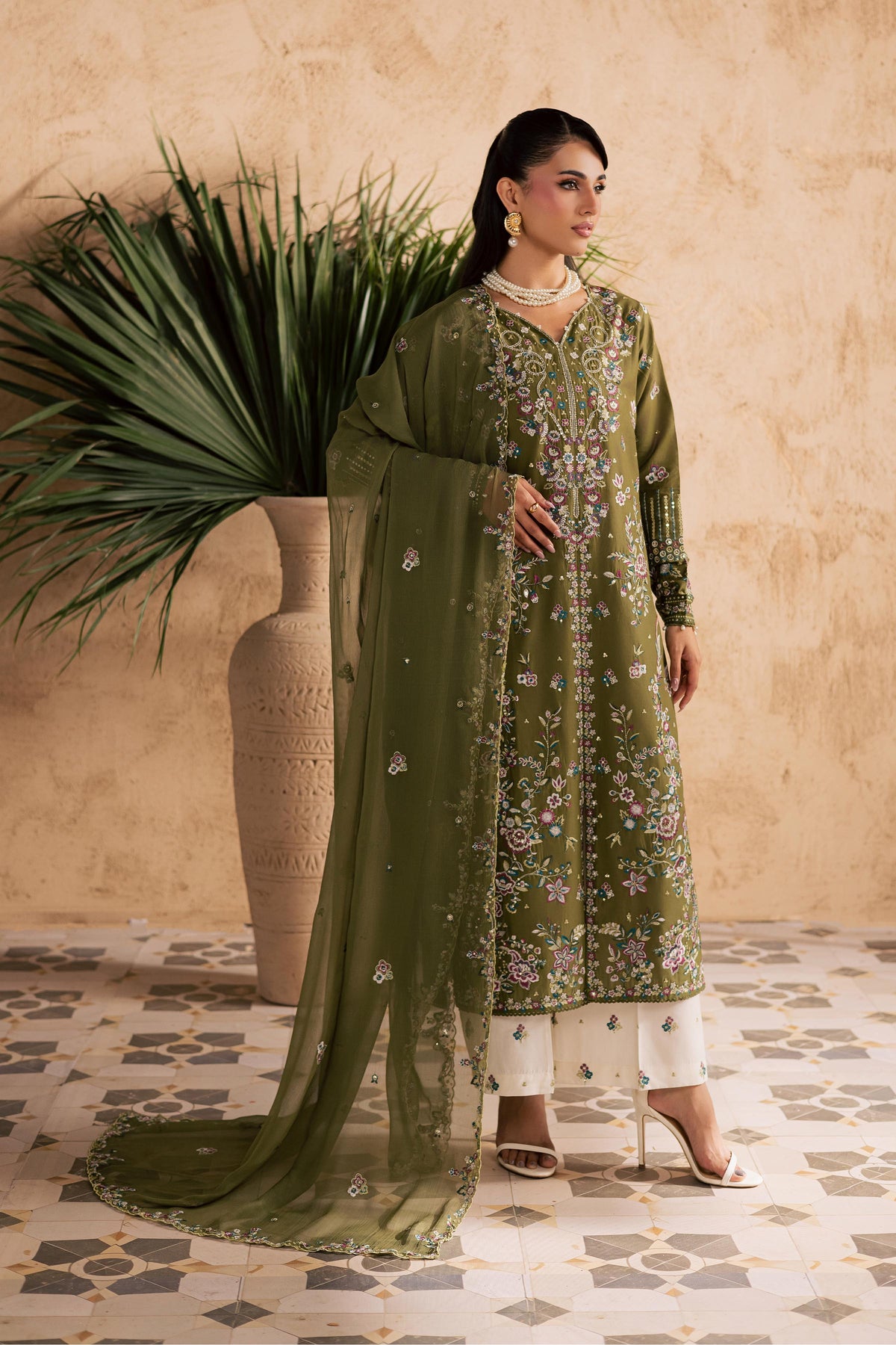 Meshal 3Pc - Embroidered Festive Pret