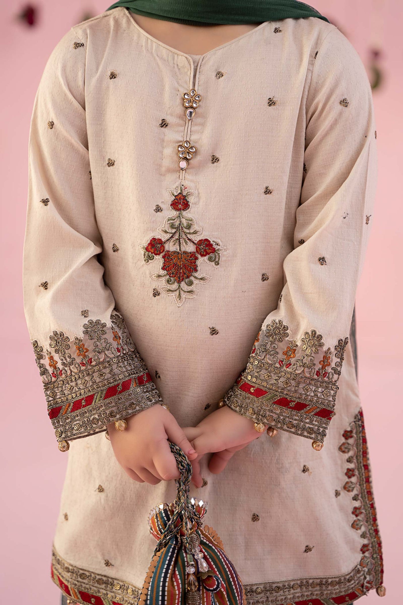 3 Piece Embroidered Dobby Suit