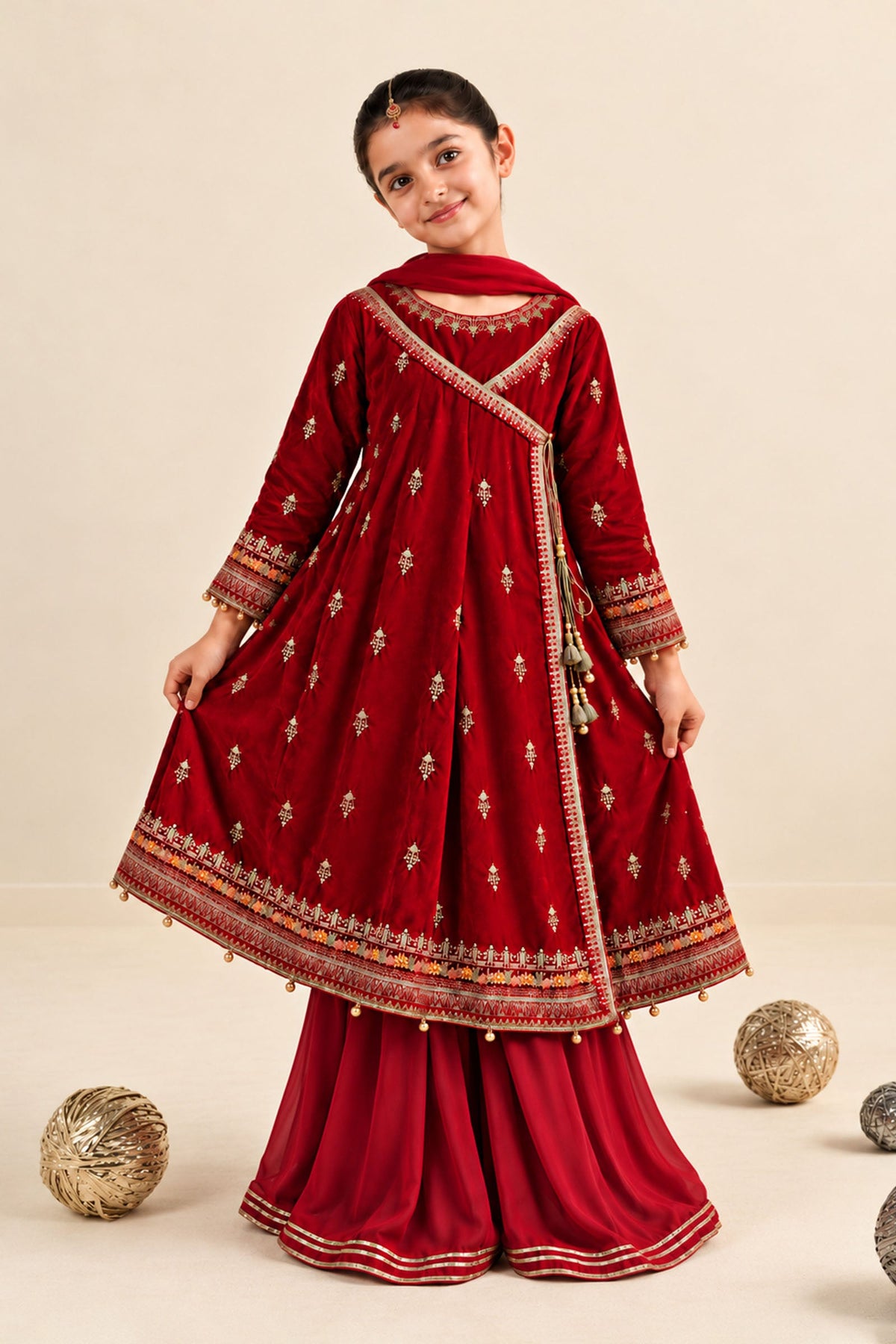 3 Piece Embroidered Velvet Suit